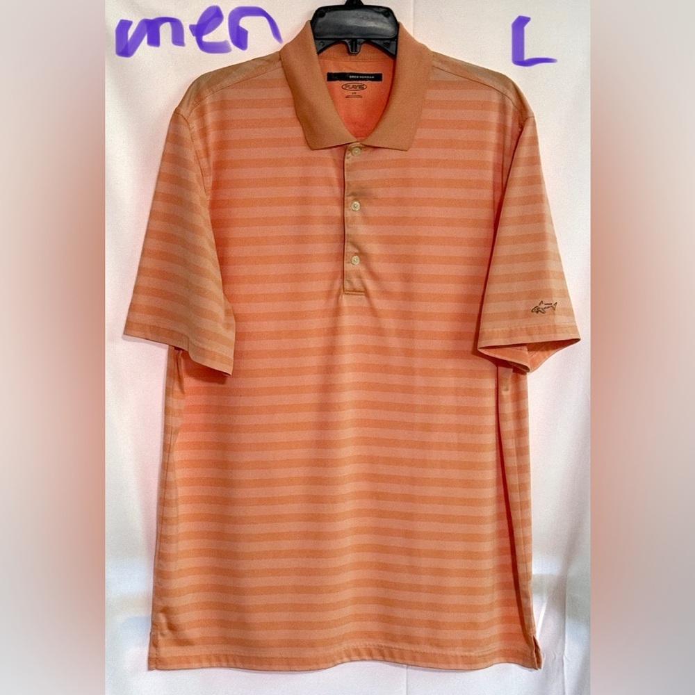 Greg Norman Collection Men's Polo Shirt - Peach Stripes